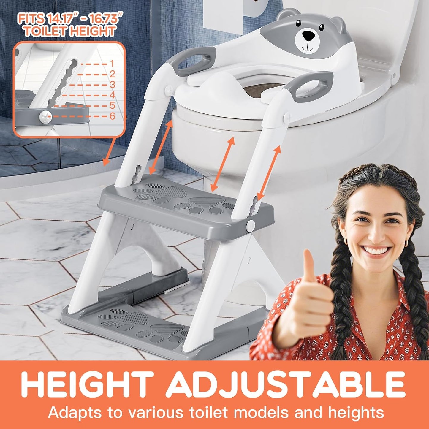 Potty Training Toilet for Toddlers, 2-in-1 Potty Training seat, Anti-Slip