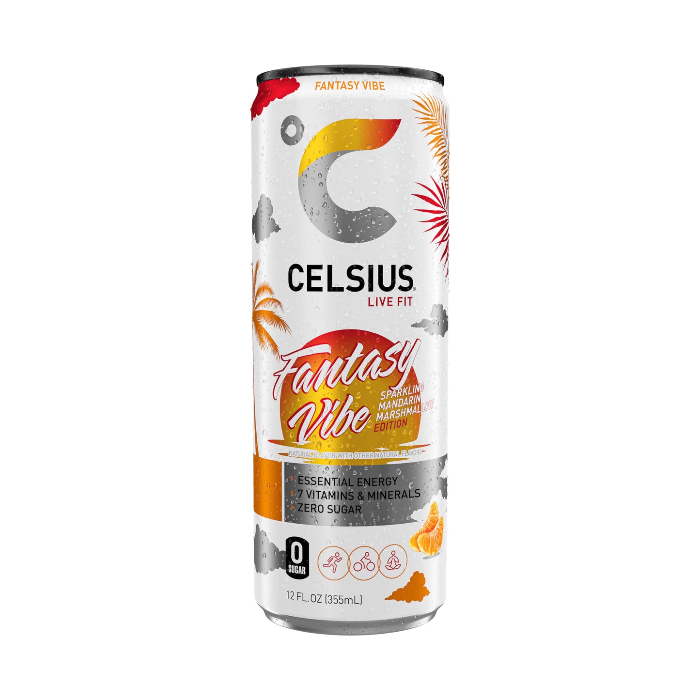 CELSIUS Sparkling Tropical Vibe, Functional Essential Energy Drink 12 Fl Oz (Pack of 12)