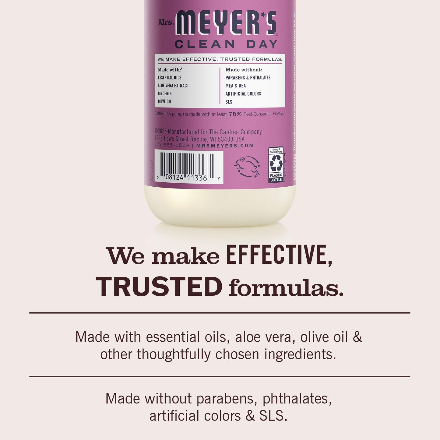 MRS. MEYER'S CLEAN DAY Hand Soap, Basil Scent, 12.5 Fl Oz Bottle - 3 Pack