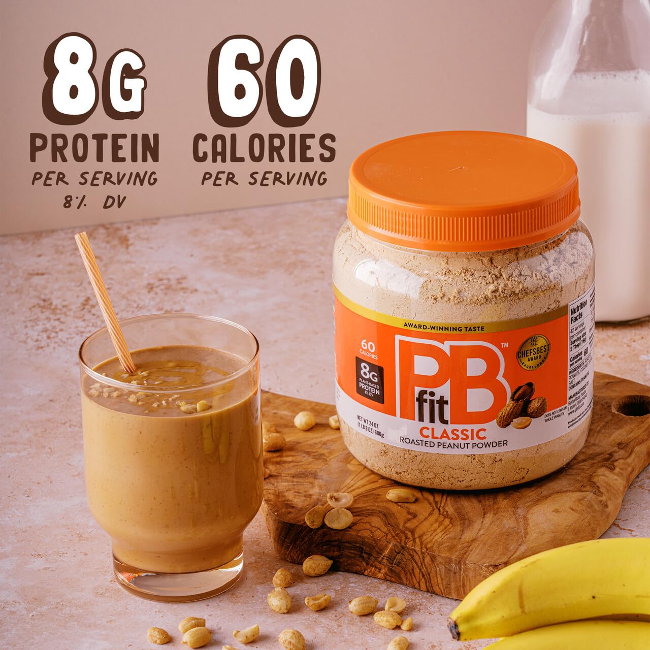 PBfit Classic Peanut Butter Powder 30 Oz, Peanut Spread with 8g Protein
