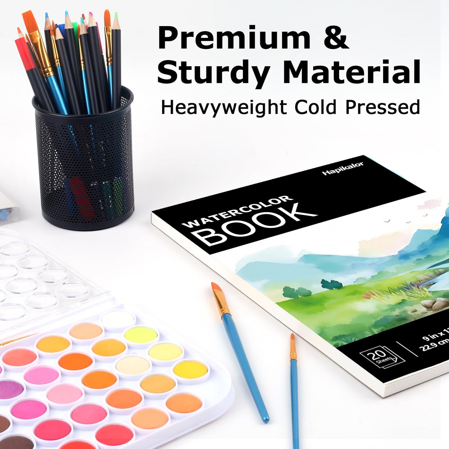 Hapikalor Watercolor Paper Pad, 9"x12" Water Color Paper, 140lb/300gsm Teal