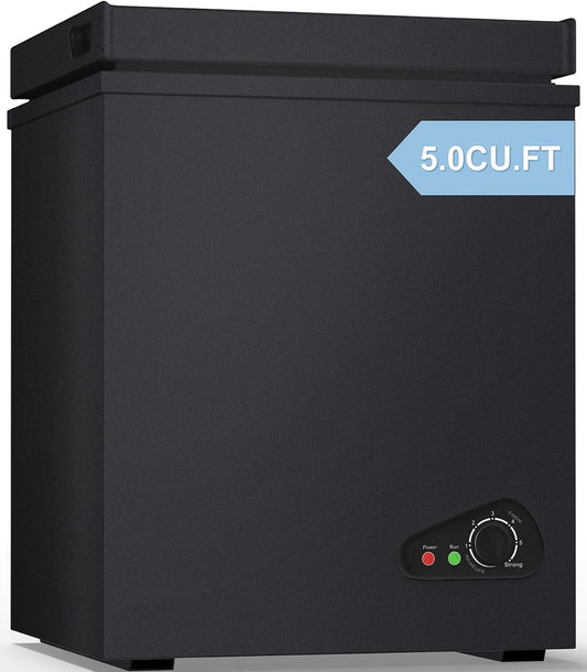 TABU 3.5 Cubic Feet Chest Freezer, Compact Deep Freezer, Black