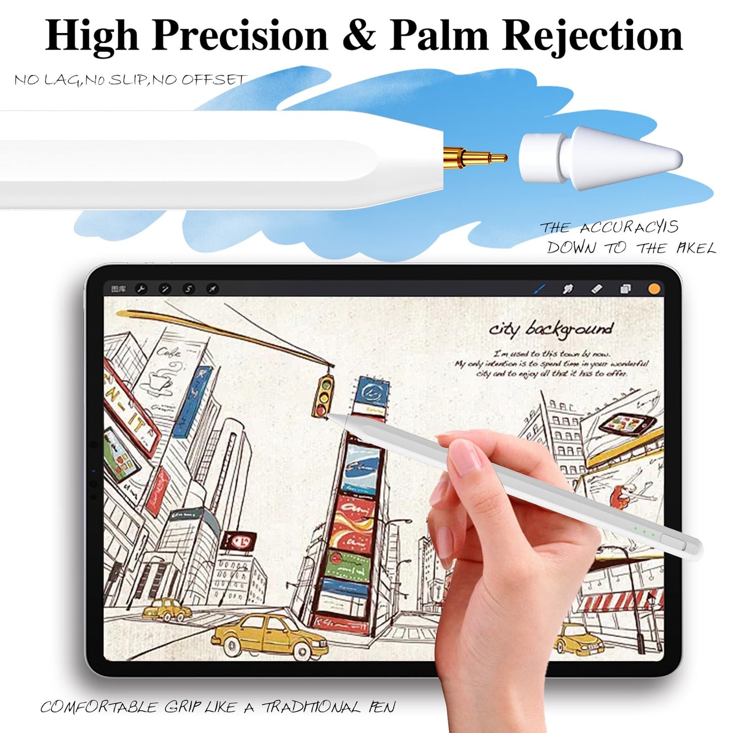 Stylus Pen for iPad11&10thGen,14Mins Faster Charge, with Pencil Holder,Palm Rejection, Tilt Sensitivity, for iPad Air11&13-inch(M3/M2), iPad Pro 11&13-inch (M4),iPad 6-11th,iPad Pro 11/12.9 inch