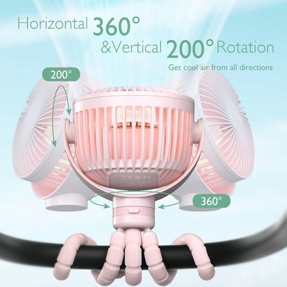 Momcozy 8000mAh Portable Stroller Fan | 27H Ultra-long Battery Life