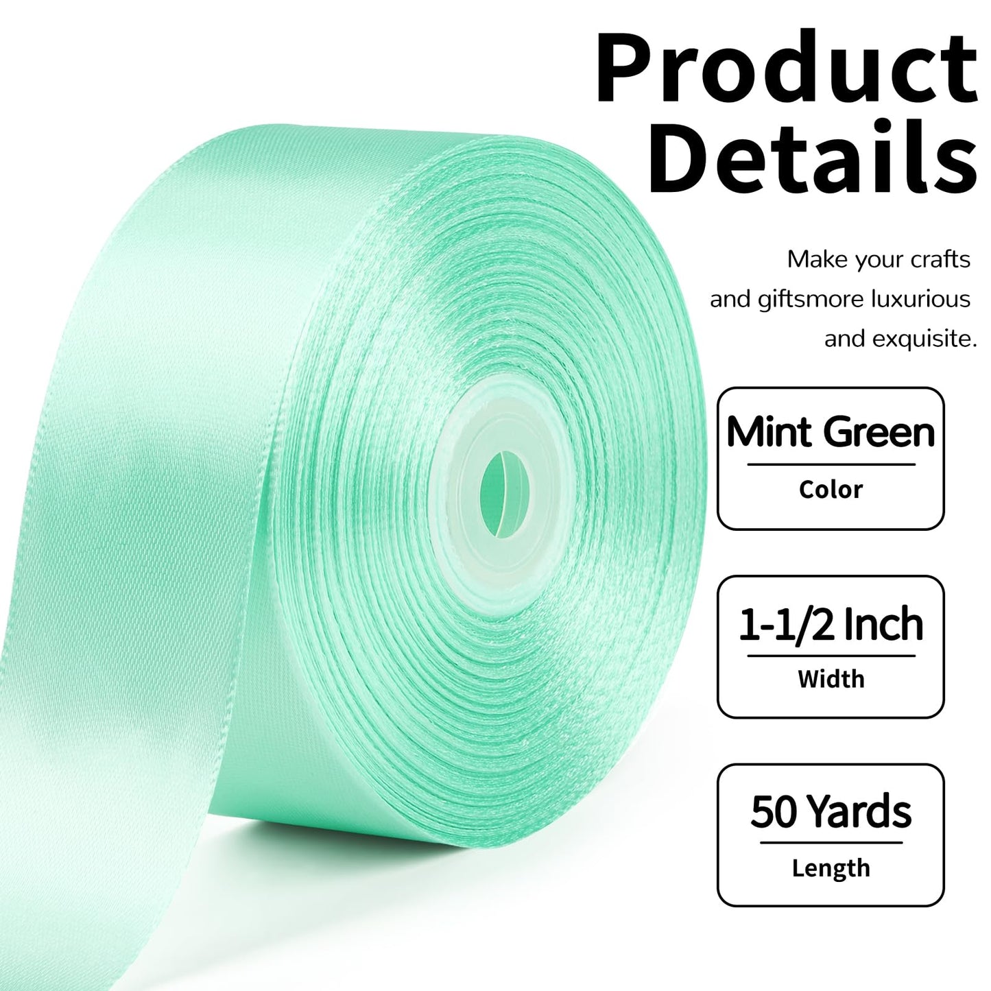 Mauproy Dusty Rose Satin Ribbon, 1-1/2 Inch, 50 Yards