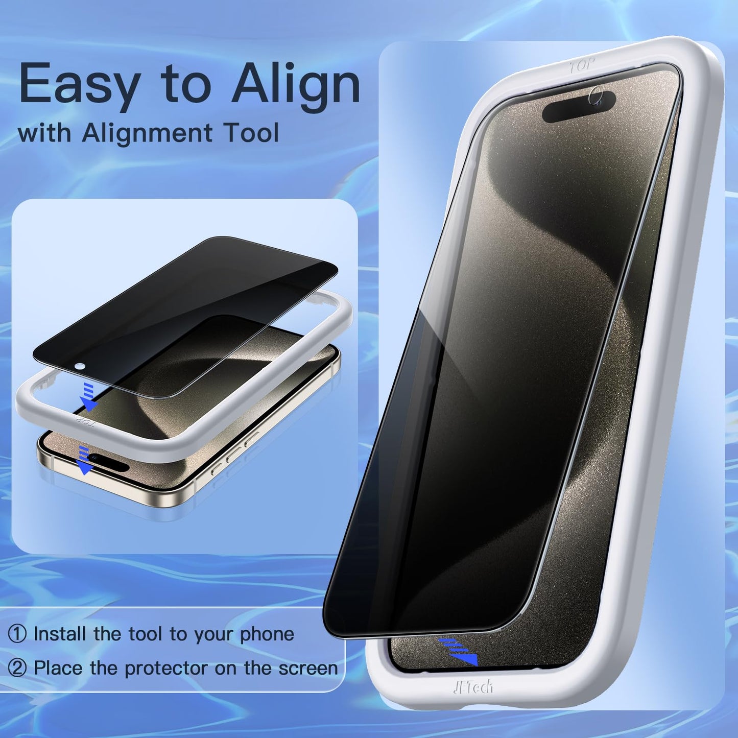 JETech Privacy Screen Protector for iPhone 17 Pro Max, 2-Pack