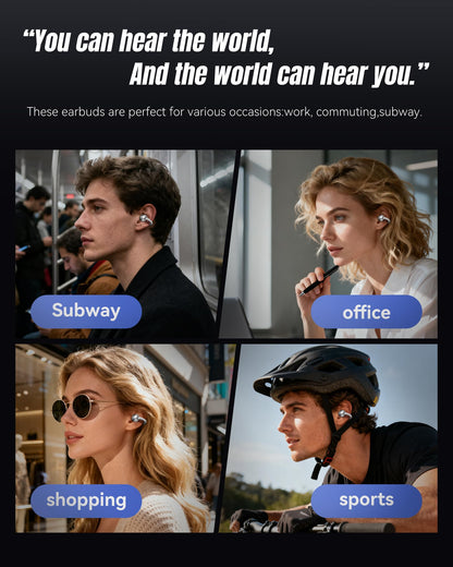 King Lucky Clip-On Earbuds Gen 3, Open-Ear Wireless Bluetooth 6.0 Headphones with Mic, Secure Fit for Small Ears & Glasses Wearers, 50H Playtime, ENC, IPX5 Waterproof Sport Ear Buds (Purple)