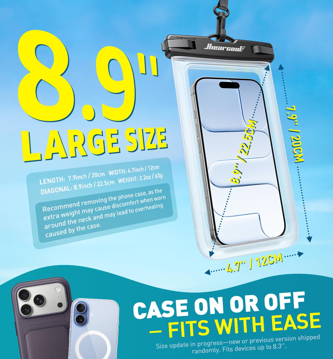 Hiearcool Waterproof Phone Pouch, Waterproof Phone Case, Black&Green 2-Pack