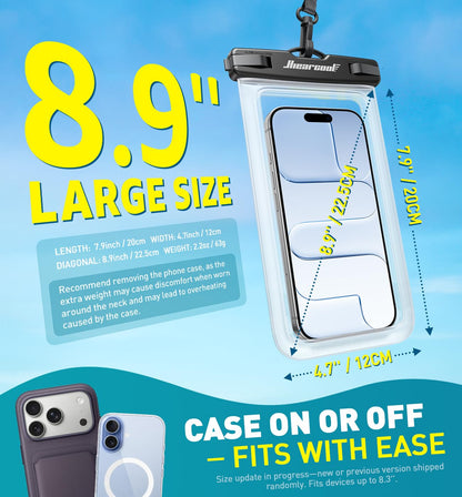 Hiearcool Waterproof Phone Pouch, Waterproof Phone Case, Black&Green 2-Pack