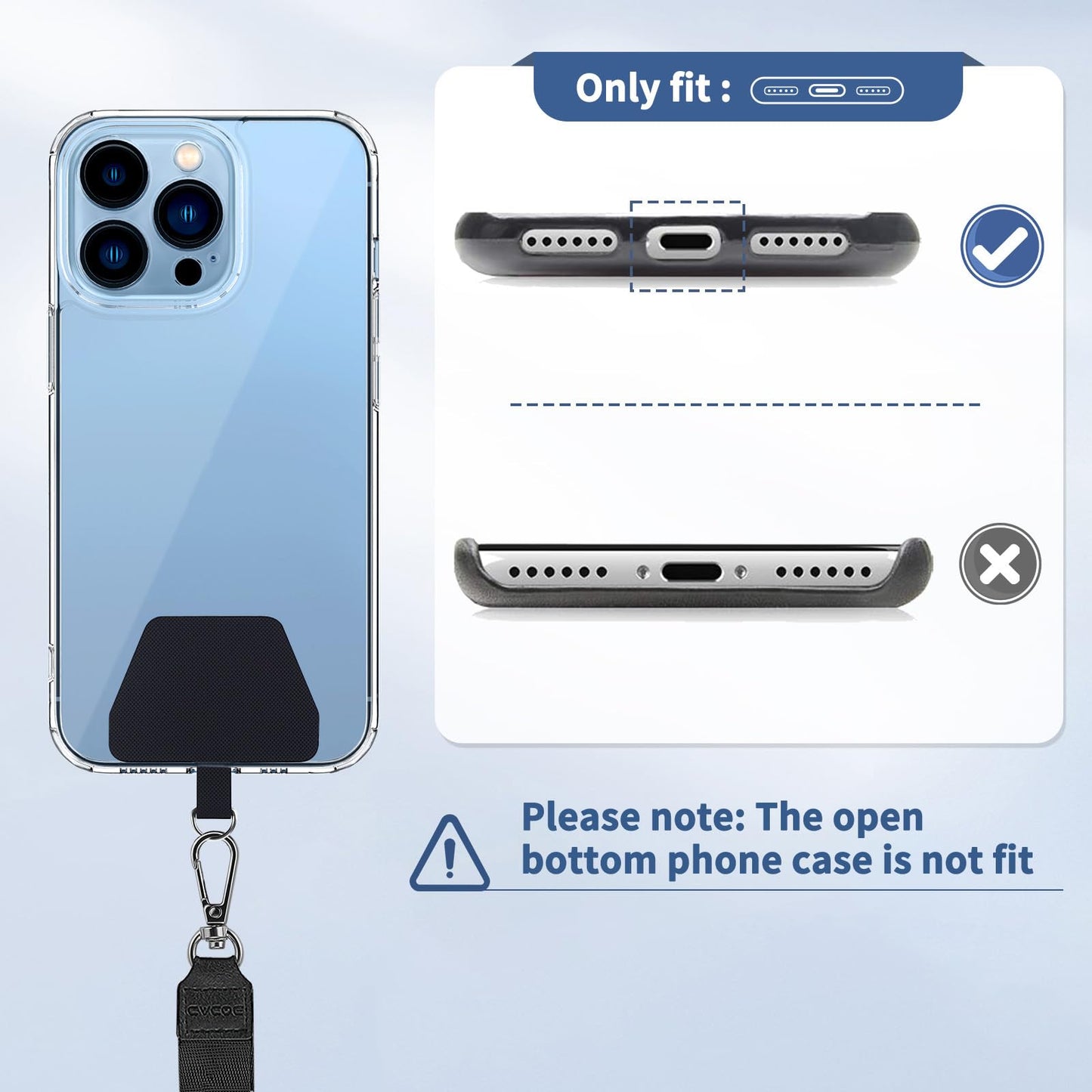 CACOE Phone Lanyard, Black+Dark Blue, 2 Pcs