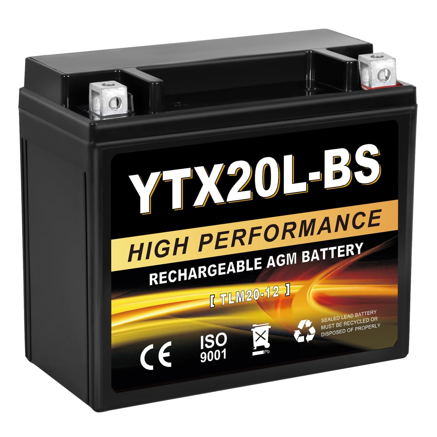 YTX14AH-BS 12V 12Ah Motorcycle Battery, 220CCA Rechargeable Maintenance Free Sealed AGM Battery, Powersport Replacement for ATV, UTV, Scooter