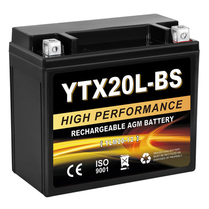 YTX14AH-BS 12V 12Ah Motorcycle Battery, 220CCA Rechargeable Maintenance Free Sealed AGM Battery, Powersport Replacement for ATV, UTV, Scooter