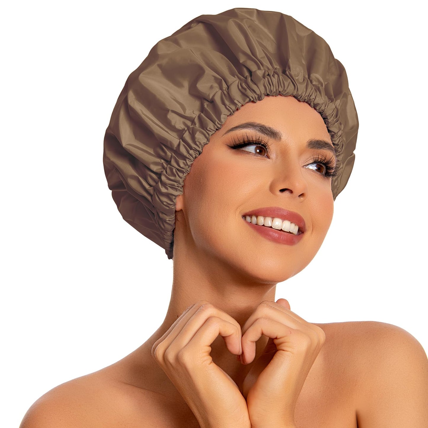 Edoneery Shower Caps for Women Reusable Waterproof, Shower Hair Cap