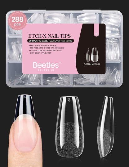 Beetles Soft Gel Nail Tips Short Almond 288pcs in 12 Sizes Etch-X
