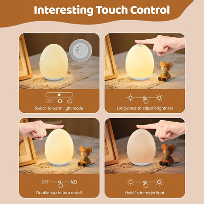 MediAcous Night Light for Kids, 7 Colors Changing Egg Light for Nursery