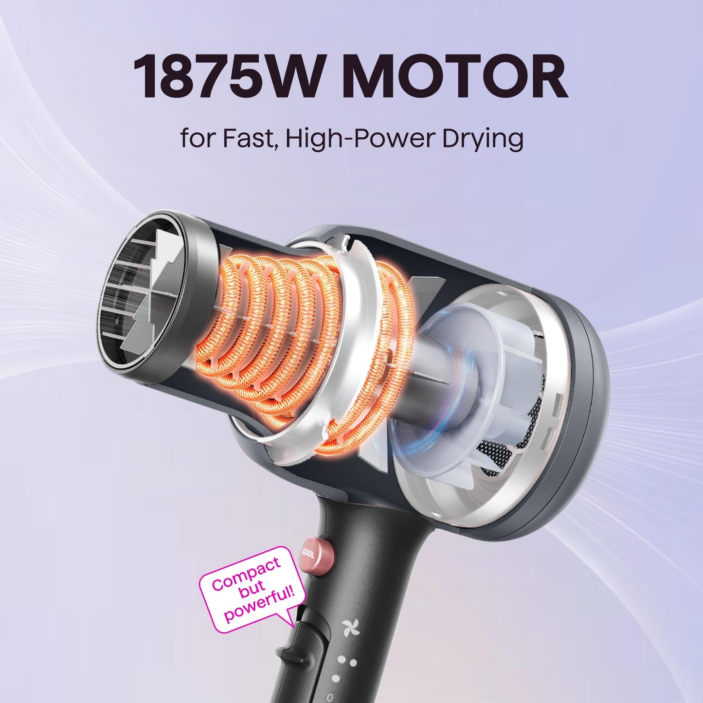 Wavytalk Blown Away Ionic Hair Dryer with Diffuser for Curly Hair