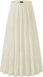 NASHALYLY Women's Chiffon Elastic High Waist Pleated A-Line Maxi Skirts