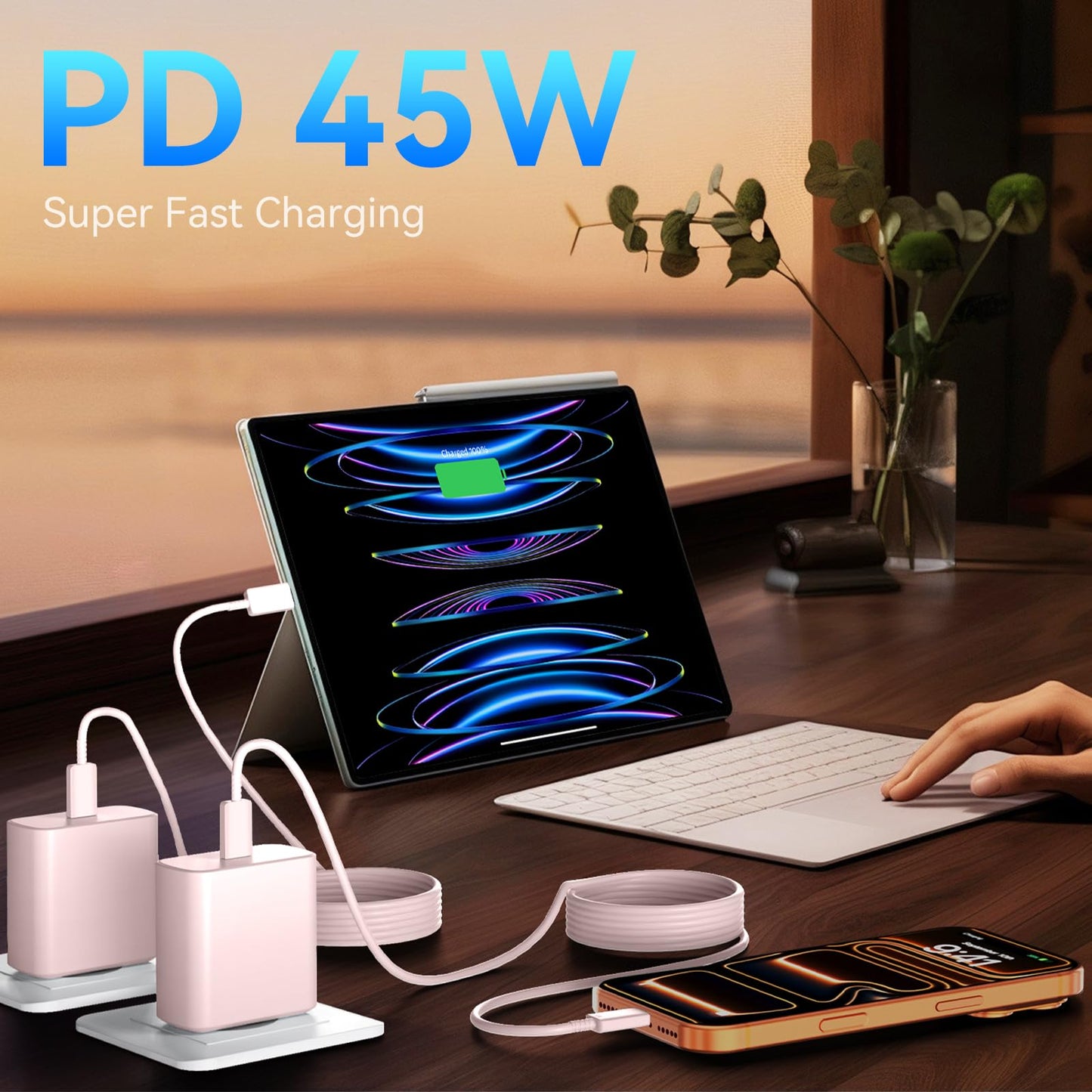 Phone 17 16 Pro Max Charger Fast Charging, 45W Super Fast USB C Charger Block with 10FT Long Charging Cord Cable for 17 16 Pro Max/17 16/16 Plus,15 Pro Max/15 Pro/15, Android Phone-Black
