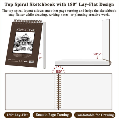Fuxi 9" x 12" Sketch Book_Top Spiral Bound Sketchbook_100Sheets 68lb/100gsm