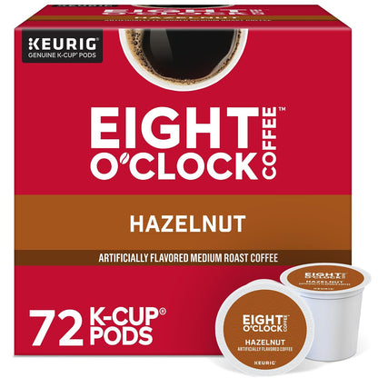 Eight O'Clock Coffee Hazelnut, Single-Serve Keurig K-Cup Pods, Flavored Medium Roast Coffee Pods, 96 Count