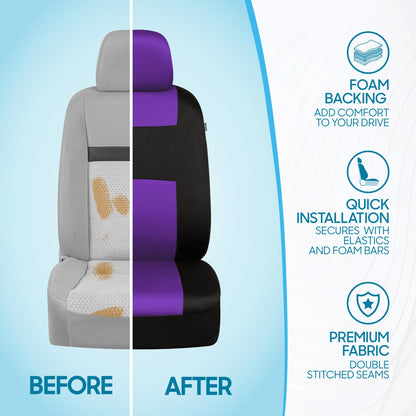 BDK PolyPro Car Seat Covers Full Set in Solid Black, Front and Rear Split Bench Seat Covers for Cars, Easy to Install Car Seats Cover Set and Accessories for Auto Trucks Van SUV - Solid Black