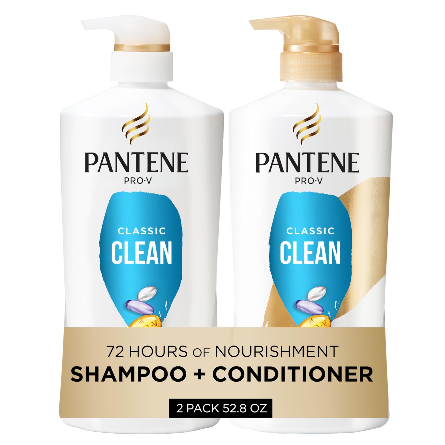 Pantene Shampoo & Conditioner Set, Daily Moisture Renewal - Pro-V Nutrients for Dry, Color-Treated, Straight to Curly Hair, 72-Hour Hydration & Softness, 52.8 Oz Total + Miracle Rescue Shot (0.5 Oz)