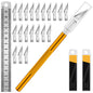 DIYSELF Exacto Knife Set with 10 Extra #11 Blades, 6-Inch Metal Ruler, Pink