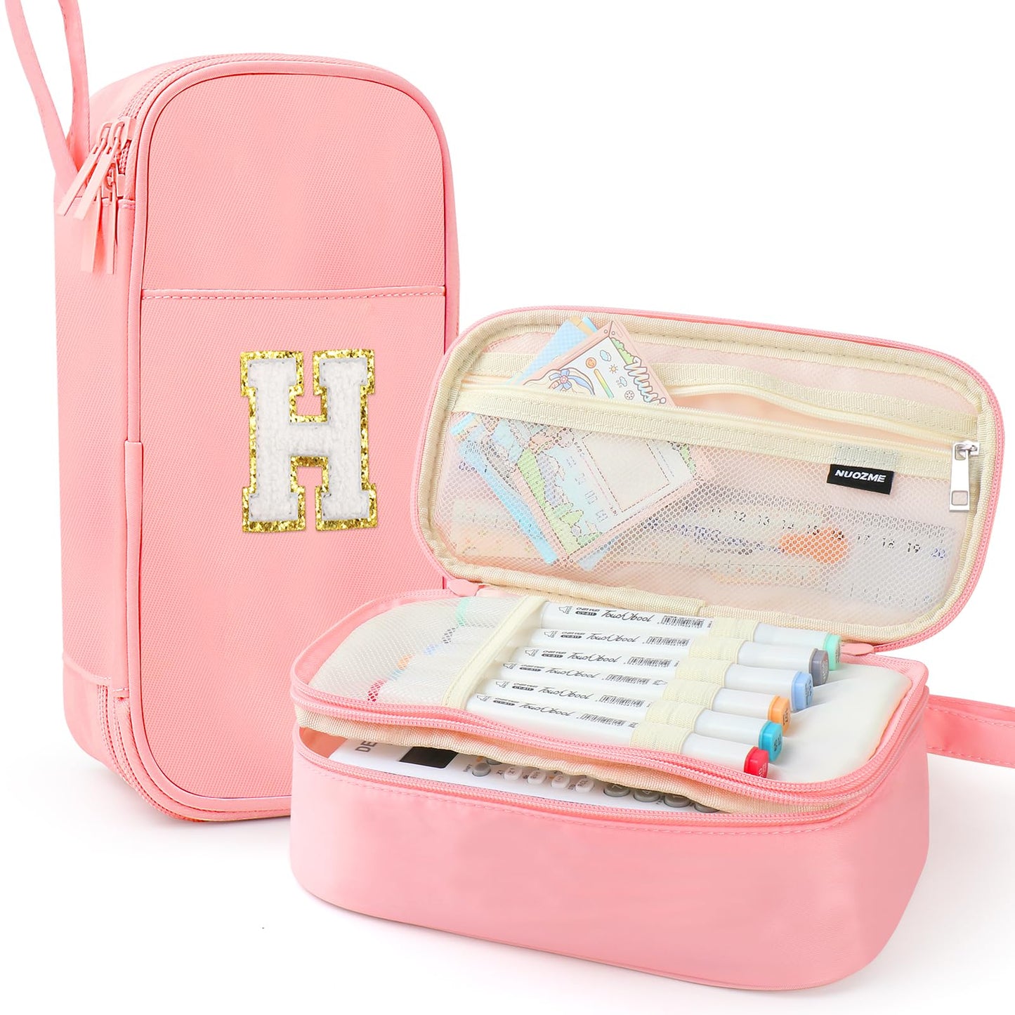 Cute Large Pencil Case Pouch,Personalized Initial Pencil Bag for Girls Boy