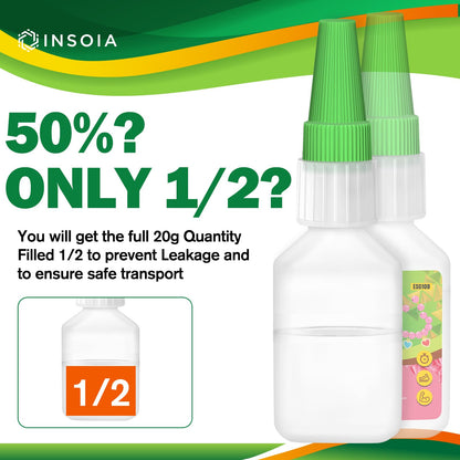 INSOIA Super Medium CA Glue, 20g, Strong Bond, with Precision Tips