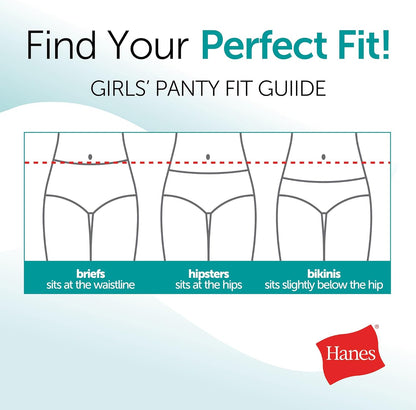 Hanes Girls' And Toddlers Underwear, Stretch Cotton Panties, 12-pack, Briefs, Bikini and Hipsters for Girls