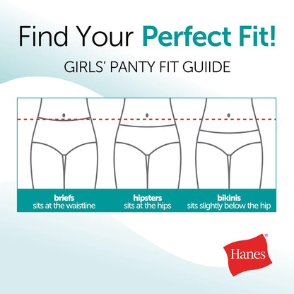 Hanes Girls' And Toddlers Underwear, Stretch Cotton Panties, 12-pack, Briefs, Bikini and Hipsters for Girls