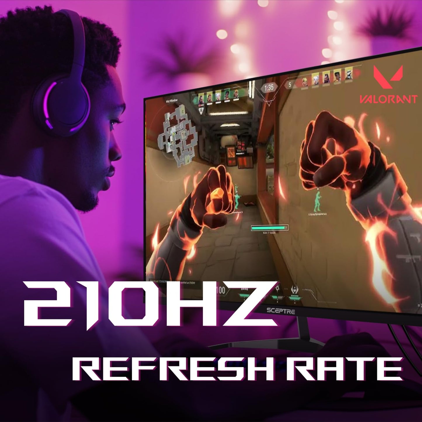 Sceptre New 22-Inch Gaming Monitor, FHD 1080p, Up to 144Hz, HDMI, DisplayPort, Built-in Speakers, Machine Black (E225W-FW144 Series, 2026)