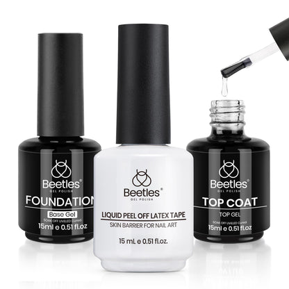 Beetles 2 Pcs 15ml No Wipe Gel Top Coat and Base Coat Set