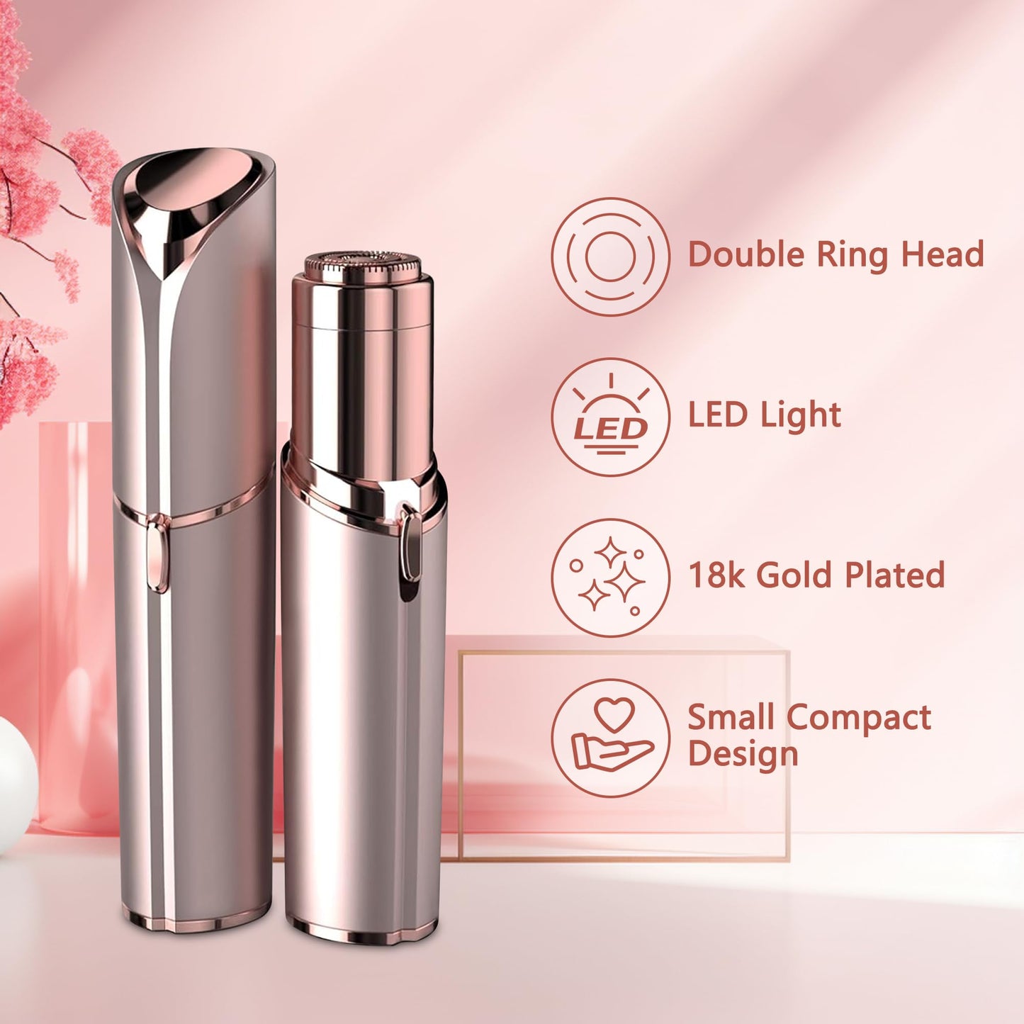 Facial Hair Remover for Women - as Seen on TV Painless Face Shaver - Electric Hair Removal Device for Face Lips Peach Fuzz with Light (White)