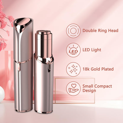 Facial Hair Remover for Women - as Seen on TV Painless Face Shaver - Electric Hair Removal Device for Face Lips Peach Fuzz with Light (White)