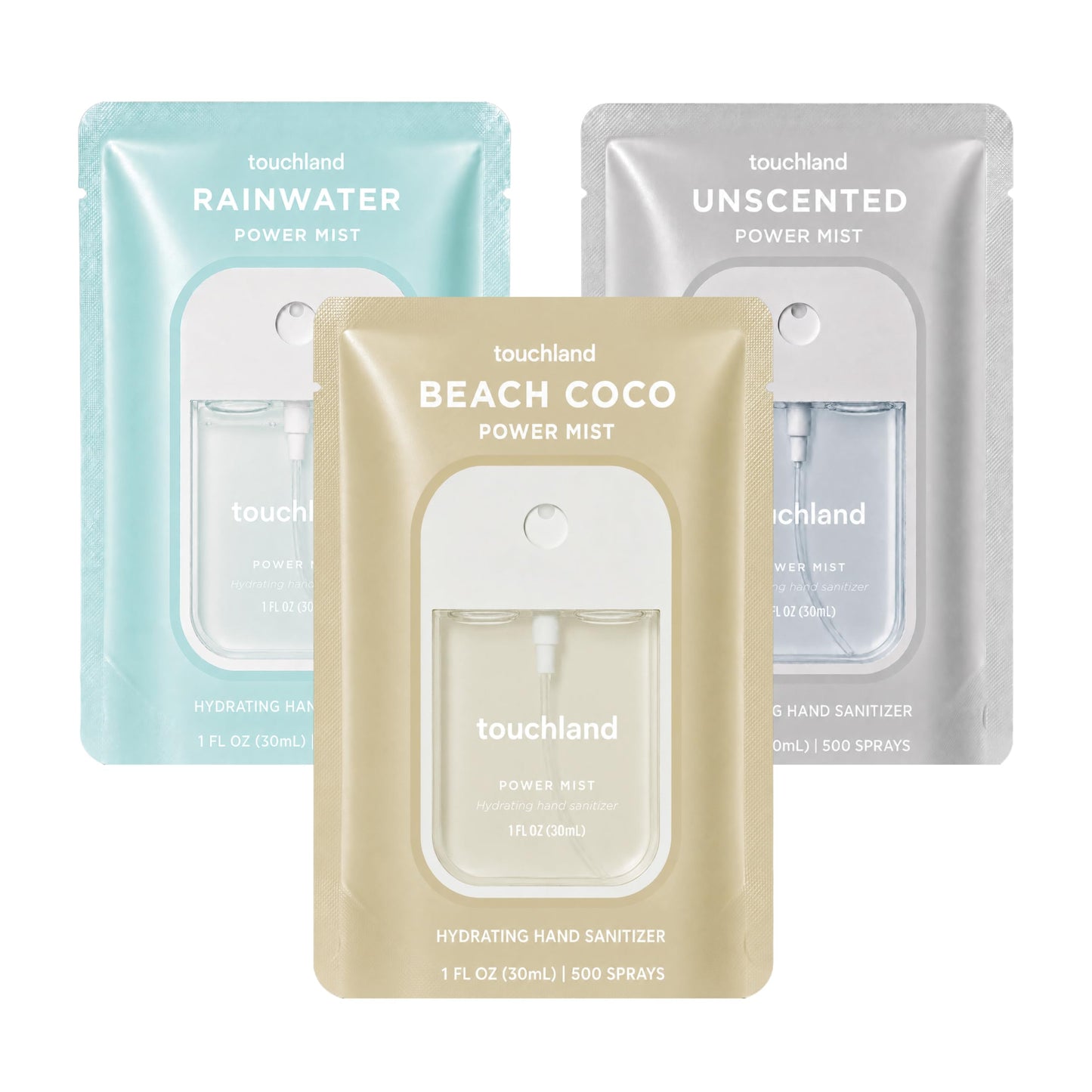 Touchland Top 5 Hydrating Hand Sanitizer Spray Set Travel Size