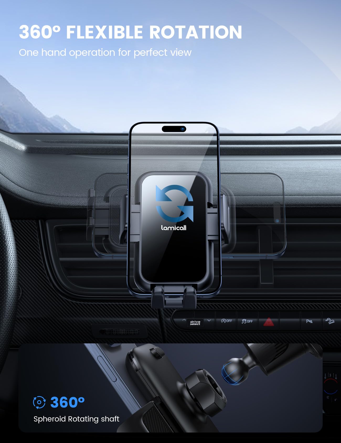 Lamicall 2026 Wider Clamp & Metal Hook Car Phone Holder Vent Accessories