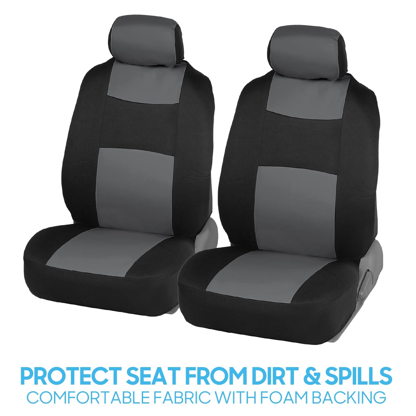 BDK PolyPro Car Seat Covers Full Set in Solid Black, Front and Rear Split Bench Seat Covers for Cars, Easy to Install Car Seats Cover Set and Accessories for Auto Trucks Van SUV - Solid Black