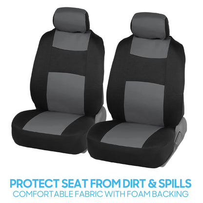 BDK PolyPro Car Seat Covers Full Set in Solid Black, Front and Rear Split Bench Seat Covers for Cars, Easy to Install Car Seats Cover Set and Accessories for Auto Trucks Van SUV - Solid Black