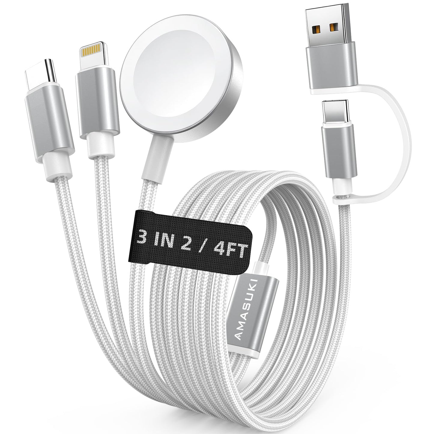2026 Travel Essentials for Apple Watch Charger,Cruise Vacation Camping Essentials,iPhone Charger,Multi Charging Cable,3 in 2 Charging Docks for iWatch Series 11-2/Ultra,iPhone 17-12,Car