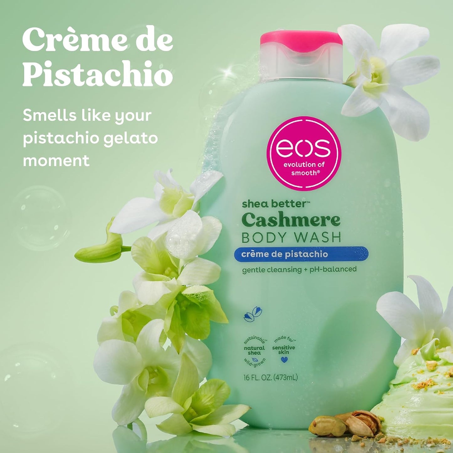 eos Cashmere Body Wash- Vanilla, Creamy Gel with Shea Butter, 16 fl oz