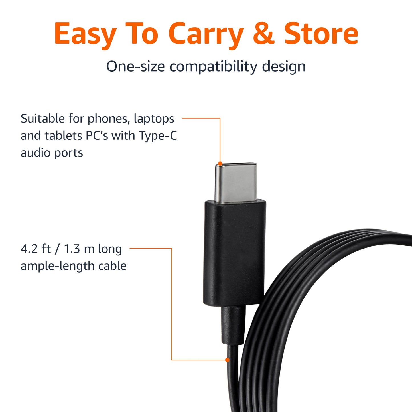 Amazon Basics Wired Earbuds with Microphone, In-Ear Headphones, 3.5mm Jack, High Definition Sound, Secure Fit, 4.2 ft Cable, S/M/L Ear Tips, Black