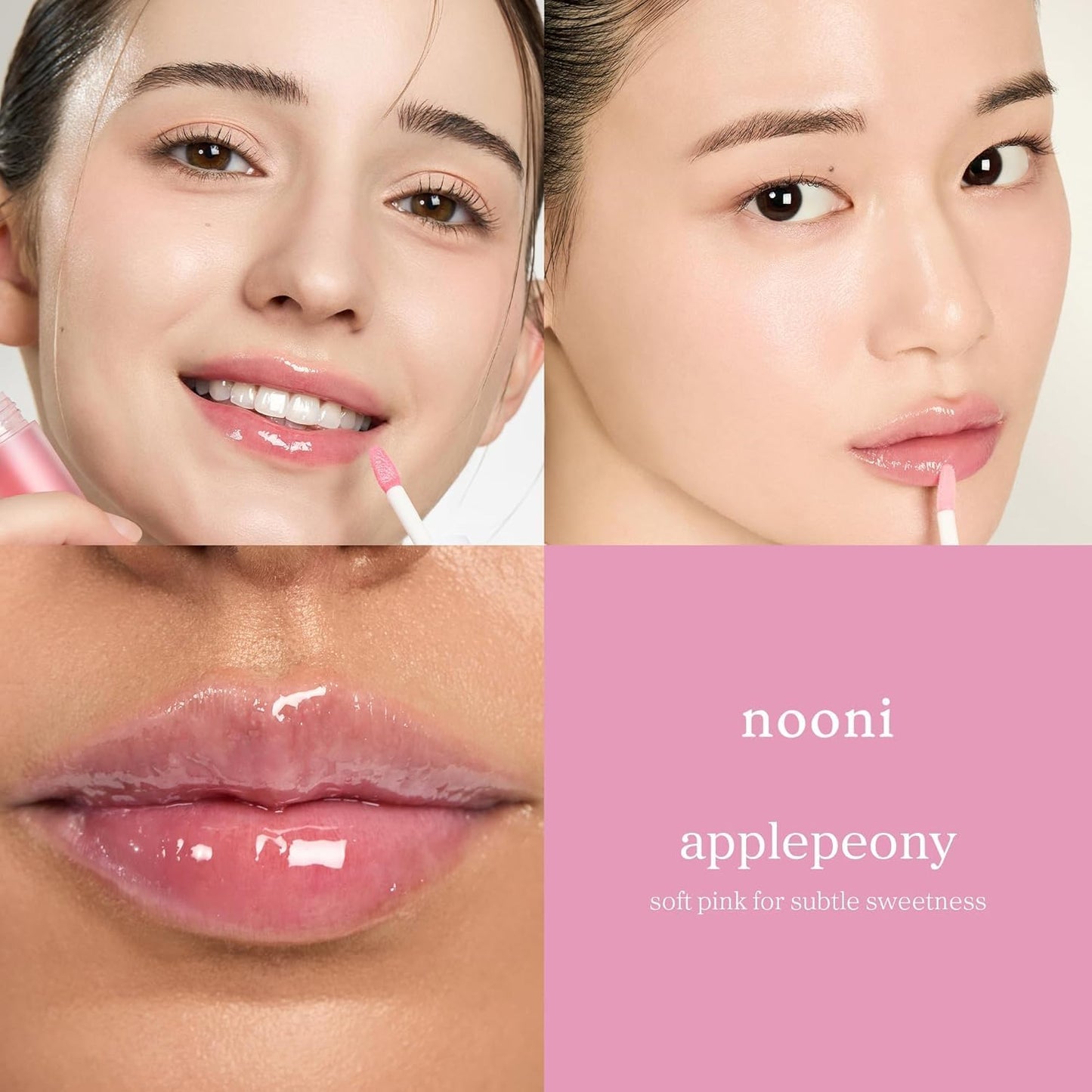NOONI Korean Lip Oil - Applepeony - pH Color-Changing Plumping Lip Gloss