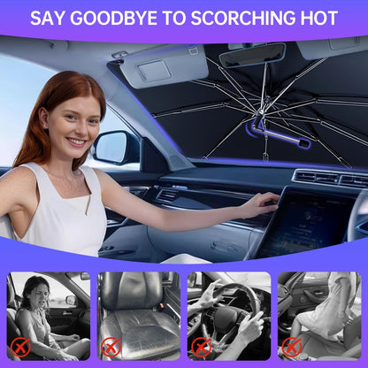 2026 Windshield Sun Shade Umbrella, Foldable Car Sunshade, 99% UV Block
