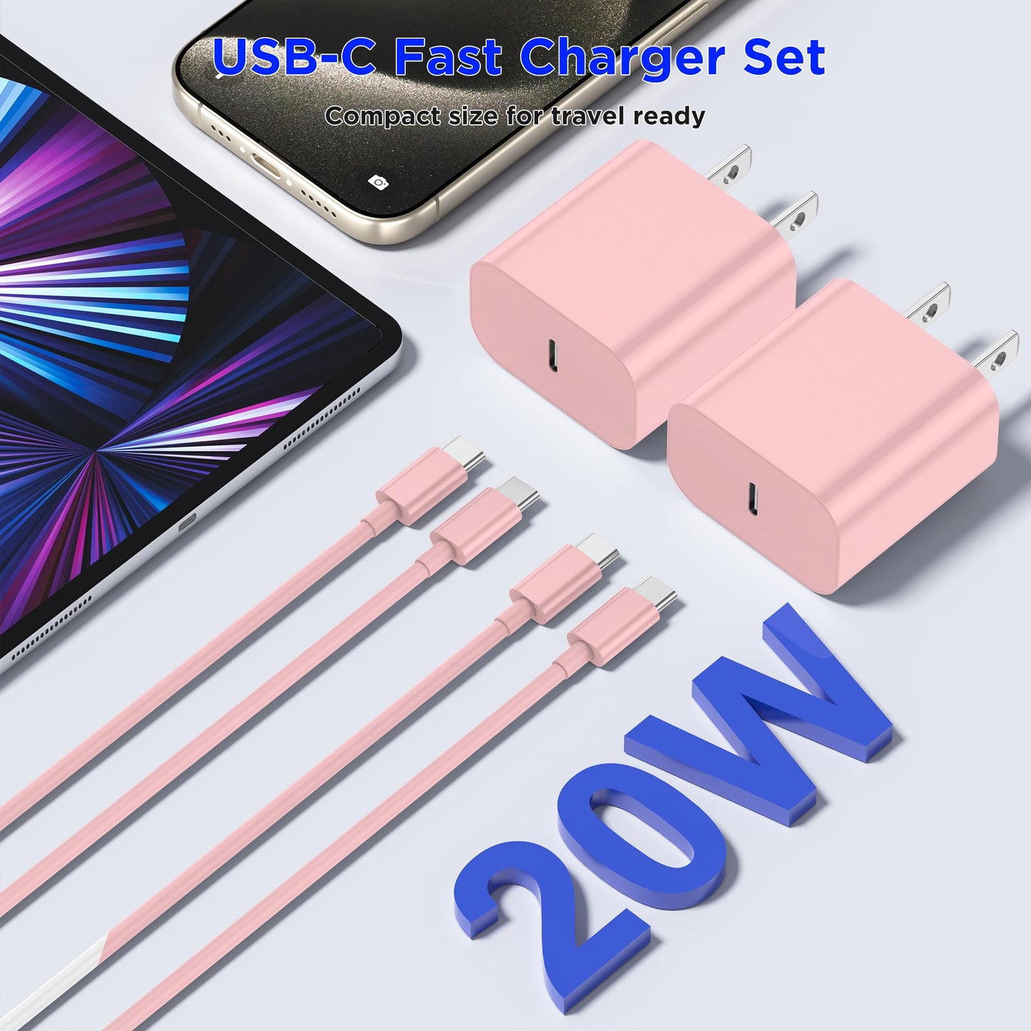 iPhone 17 16 15 Charger Fast Charging,2Pack 20W Apple iPad USB C Wall Charger Block with 6FT USB C to C Cable for iPhone 17/Pro/Pro Max/17 Air/ 16/16 Pro/16 Pro Max/15/Plus/Pro/Pro Max