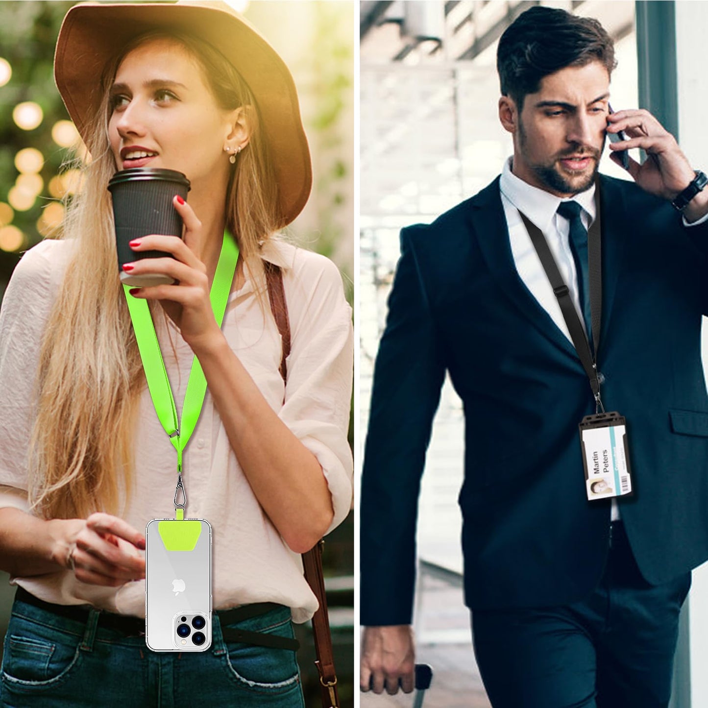 CACOE Phone Lanyard, Black+Dark Blue, 2 Pcs