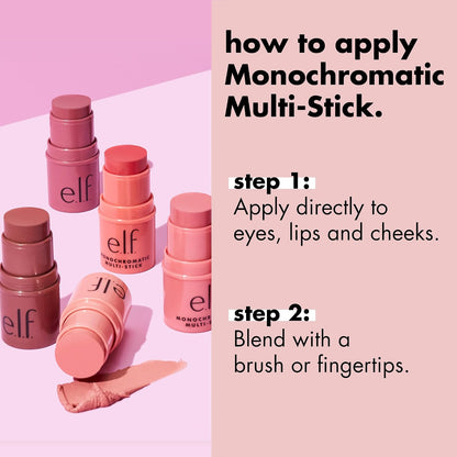e.l.f., Monochromatic Multi Stick, Creamy, Lightweight, Versatile, Luxurious, Adds Shimmer, Easy To Use On The Go, Blends Effortlessly, Sparkling Rose, 0.17 Oz
