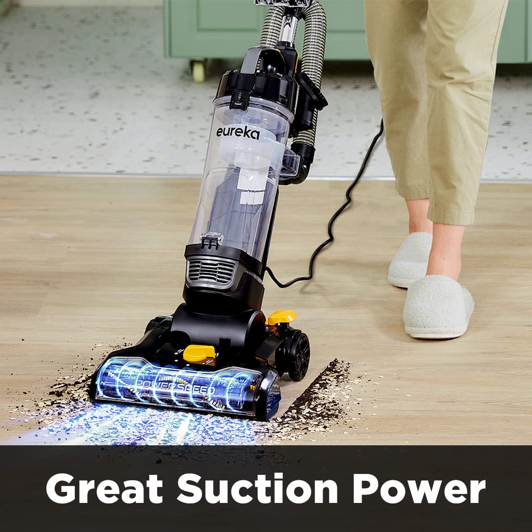 Eureka PowerSpeed Lightweight Upright Vacuum Cleaner for Carpet and Hard Floor, Powerful Bagless Upright Vacuum Cleaner for Home Pets, NEU181A, Blue