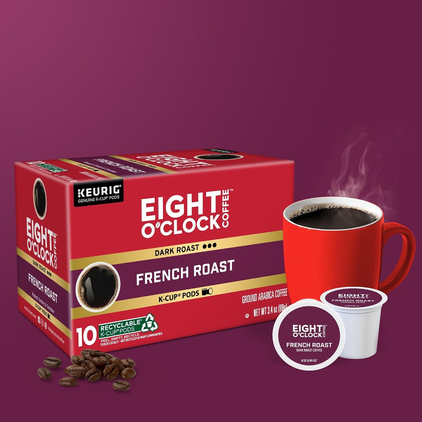 Eight O'Clock Coffee Hazelnut, Single-Serve Keurig K-Cup Pods, Flavored Medium Roast Coffee Pods, 96 Count