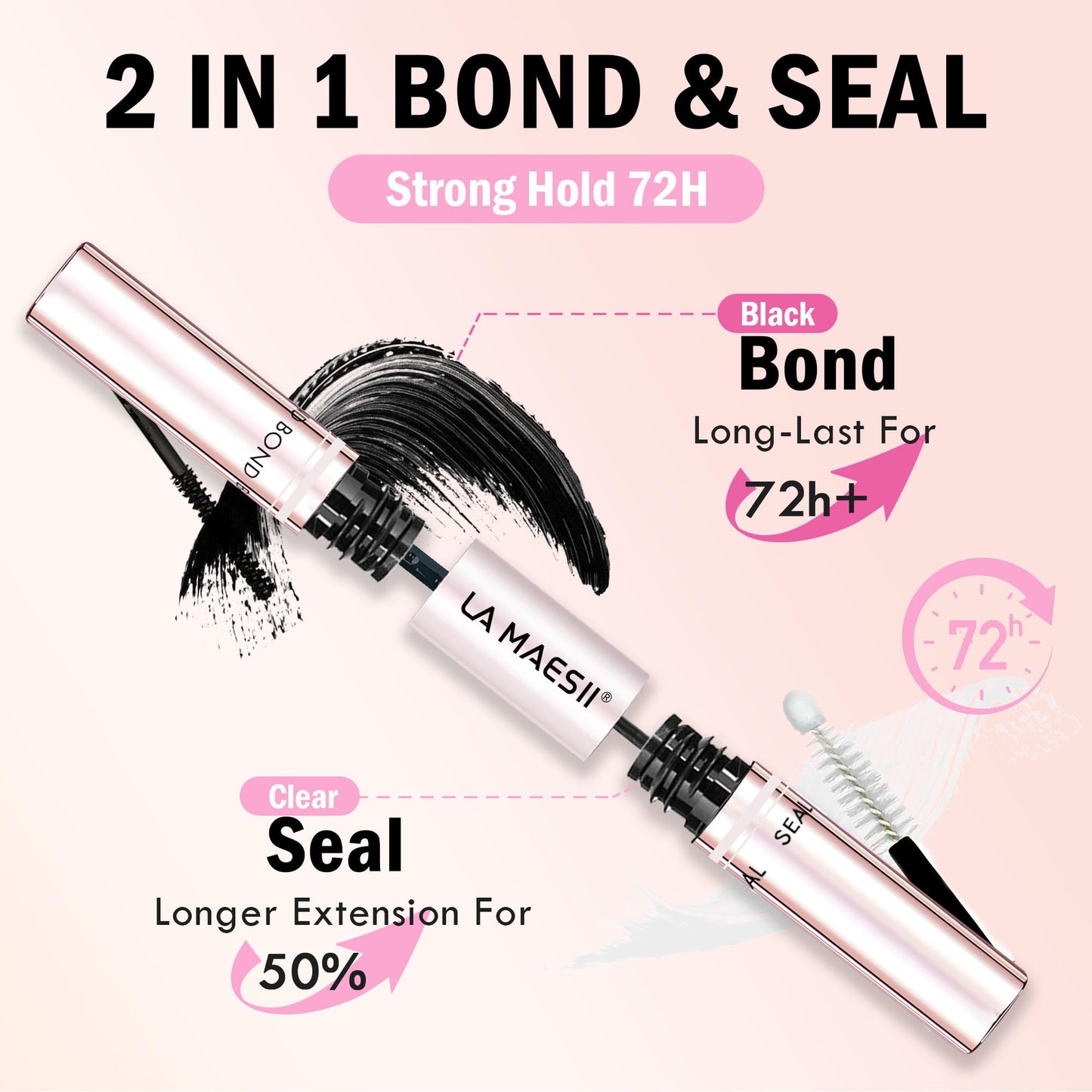 LA MAESII Lash Bond&Seal Remover Kit 3 in 1,Lash Cluster Glue Waterproof